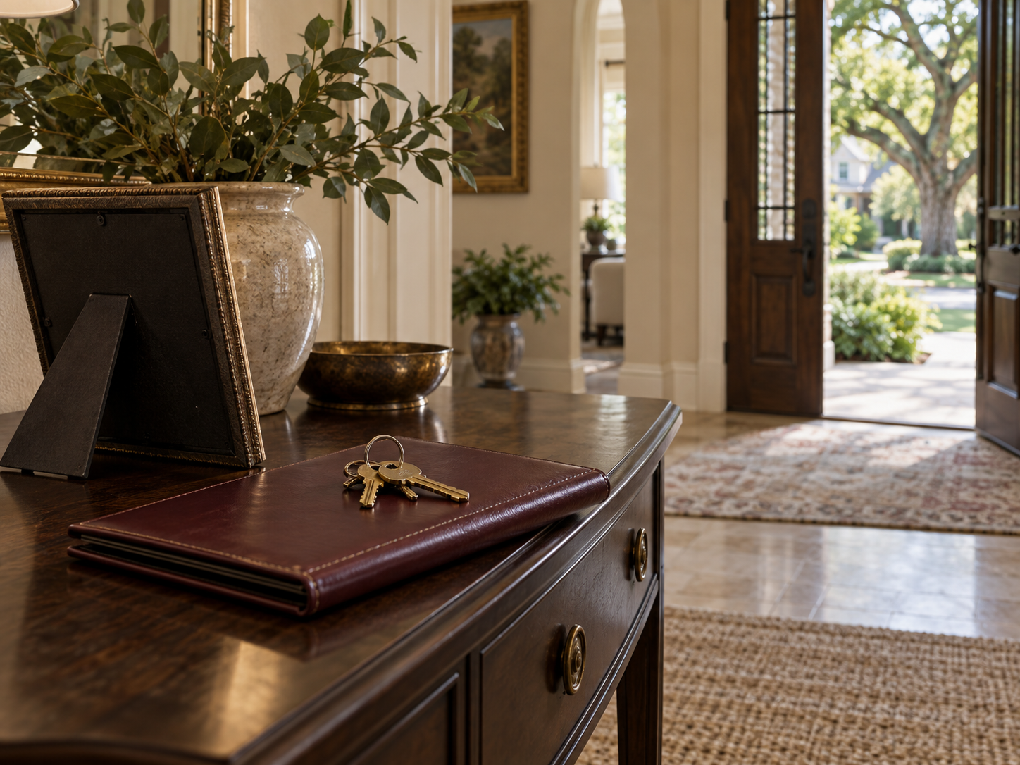 A thoughtfully prepared home and paperwork on a table