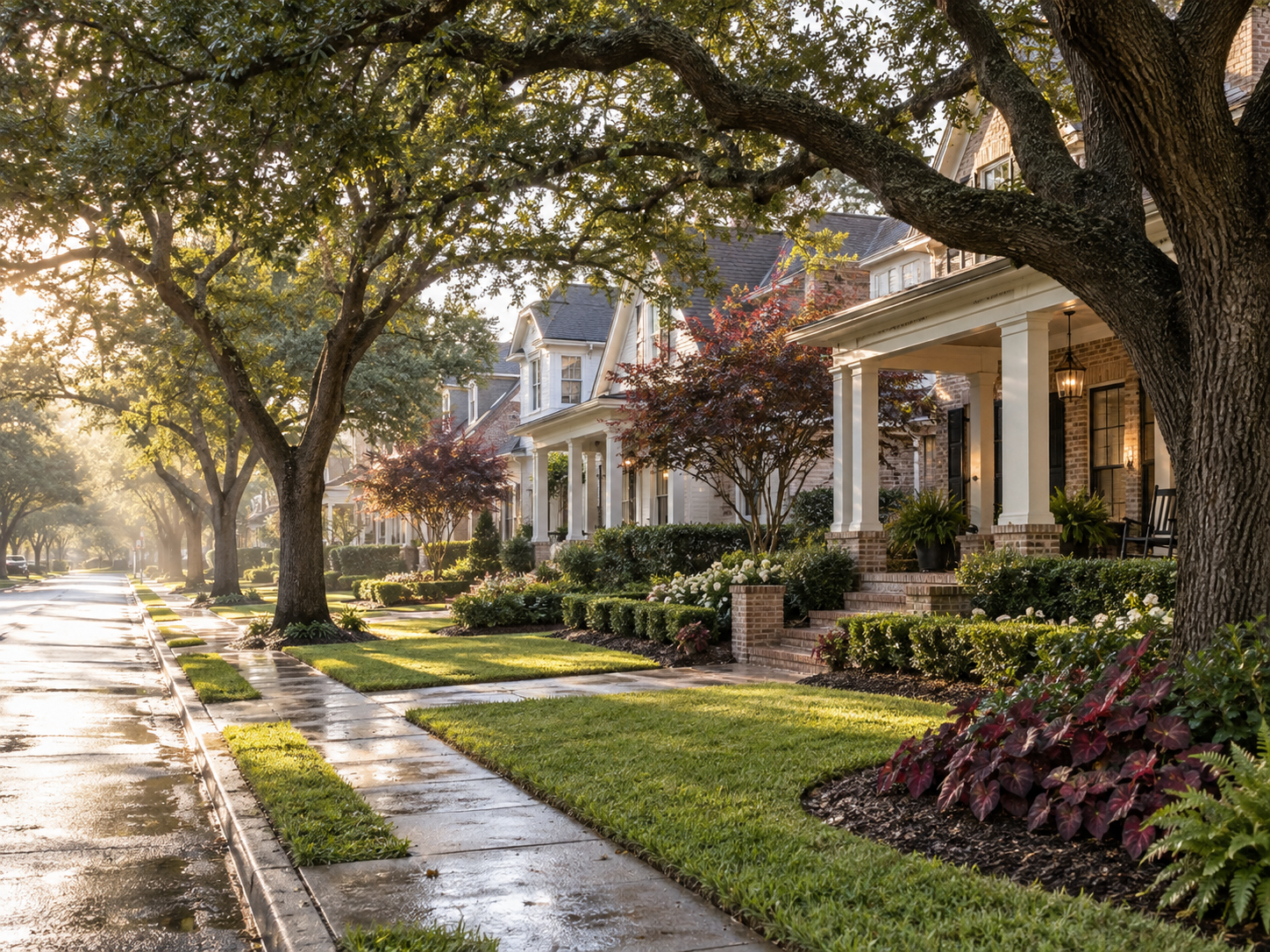 Leafy Houston neighborhood with welcoming homes