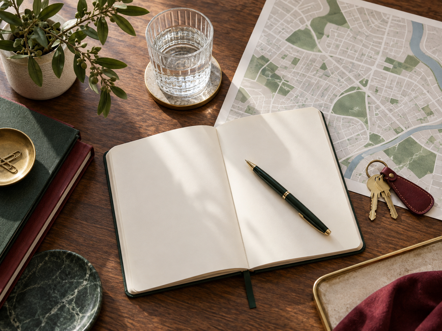 A notebook and home keys ready for planning